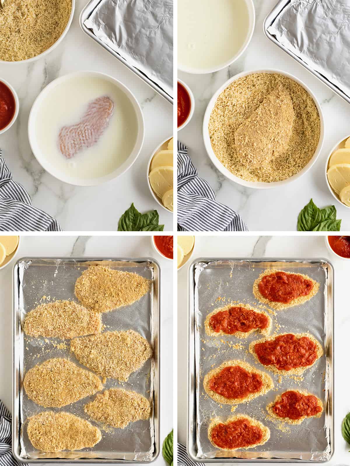Steps to Make Chicken Parmesan.