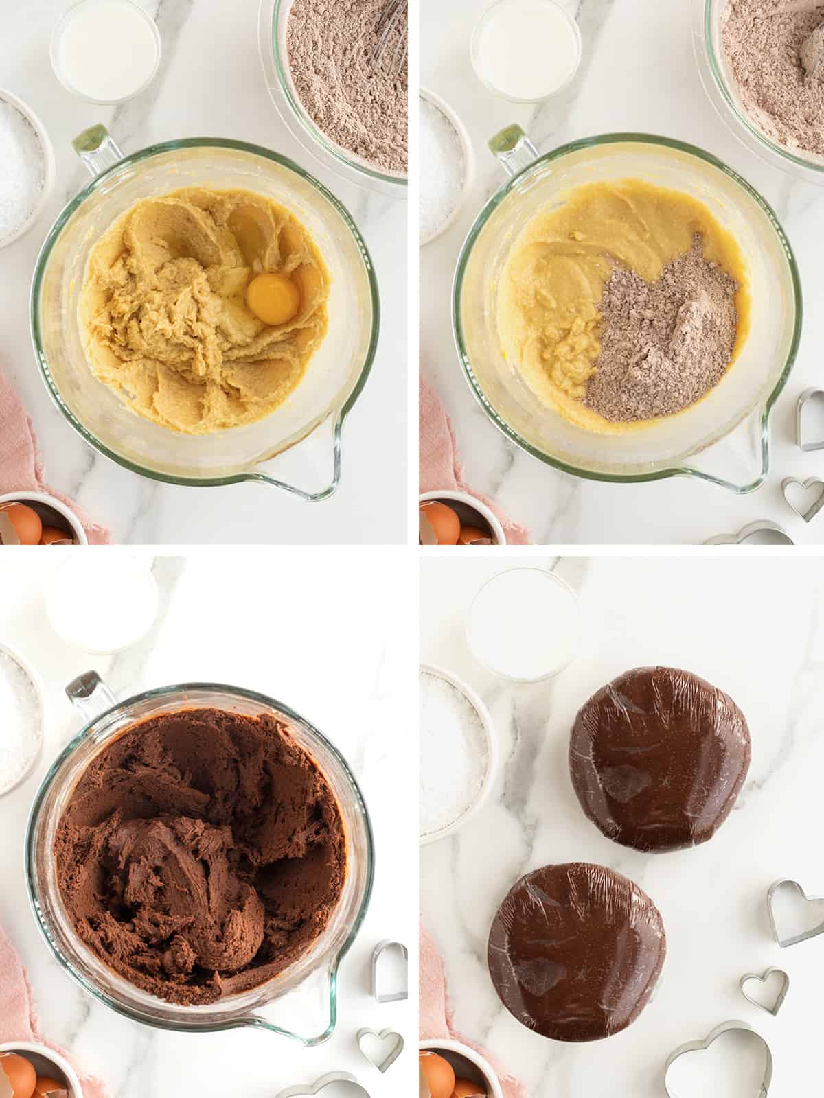 Steps to make chocolate sugar cookies.