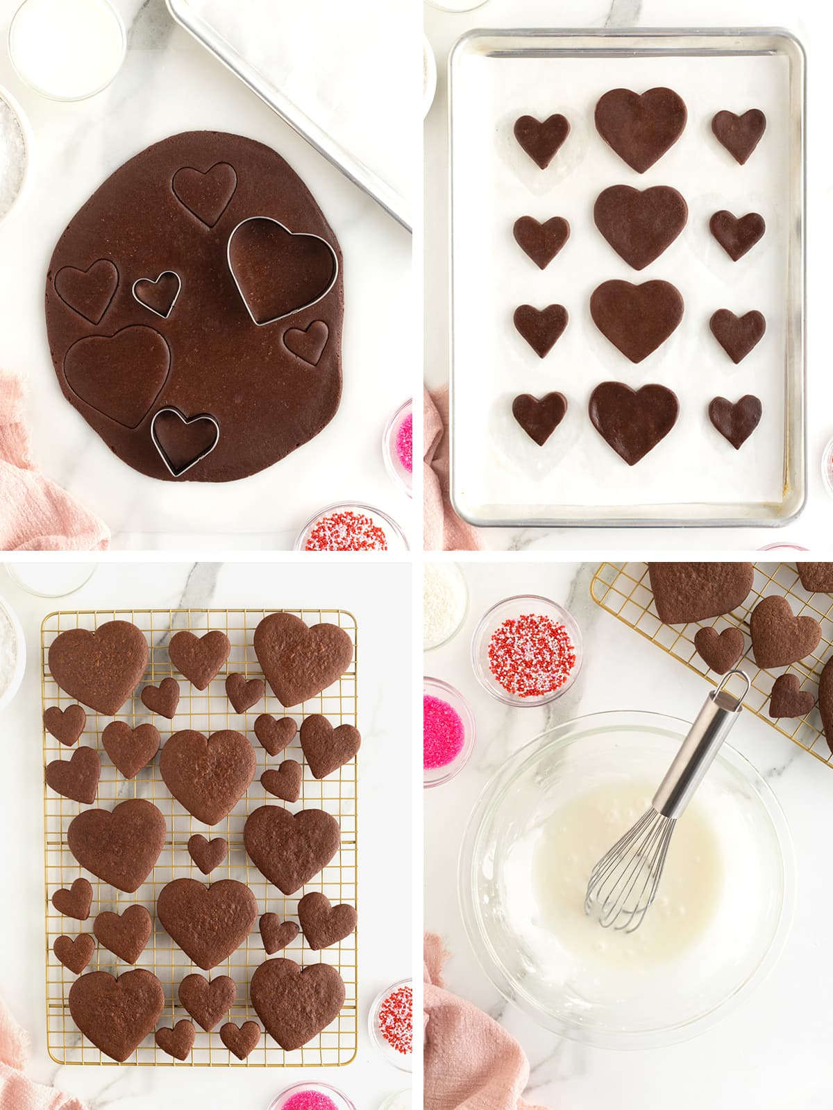 Steps to make Valentine's Chocolate Sugar Cookies.