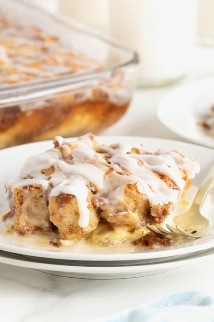 Cinnamon Roll Breakfast Casserole - The BakerMama