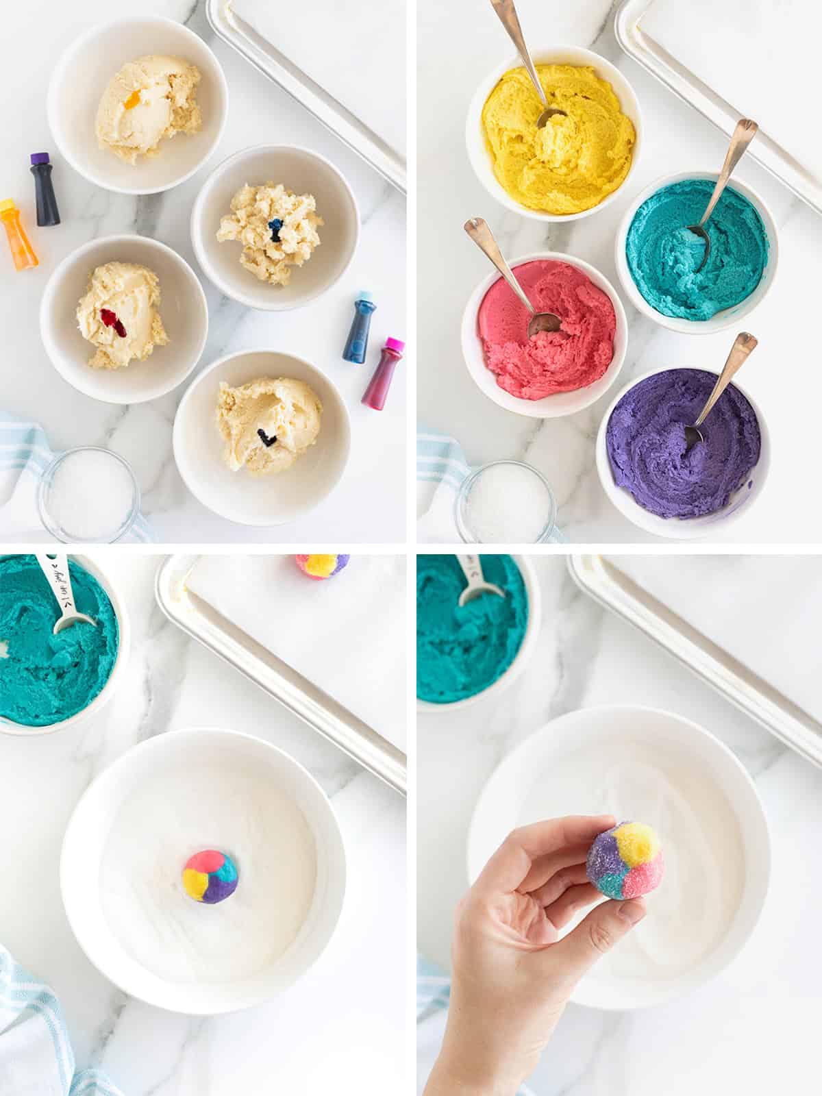 Steps to make Tie-Dyed Sugar Cookies.