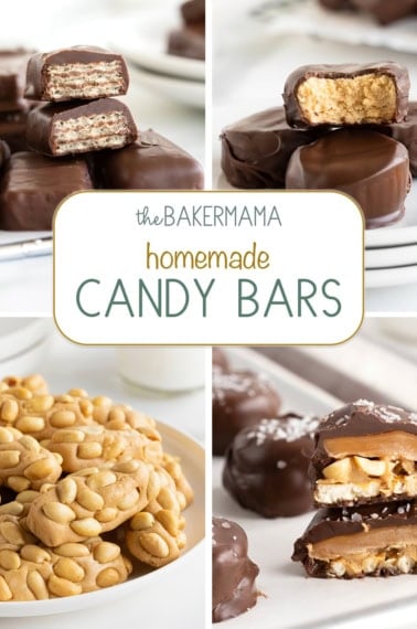 Homemade KitKat bites, peanut butter cups, PayDay candy bar bites and Take 5 candy bar bites.