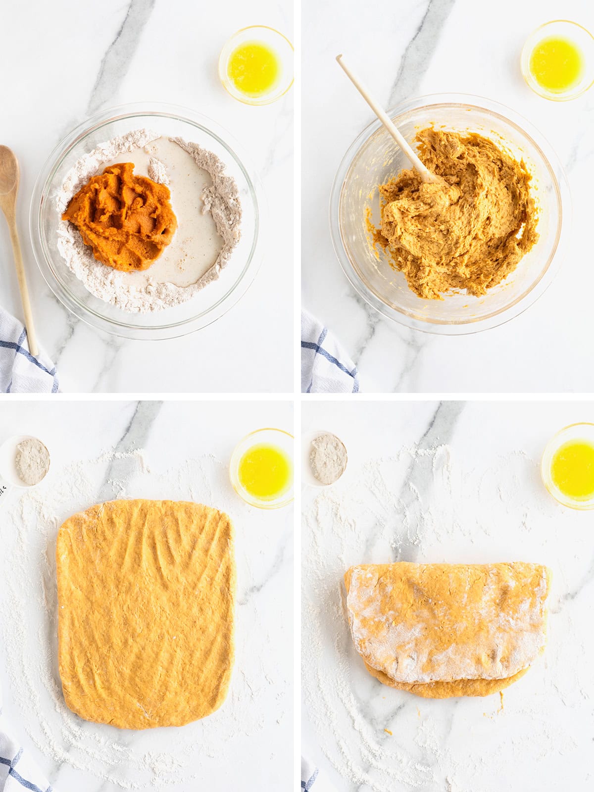 Steps to make pumpkin biscuits.