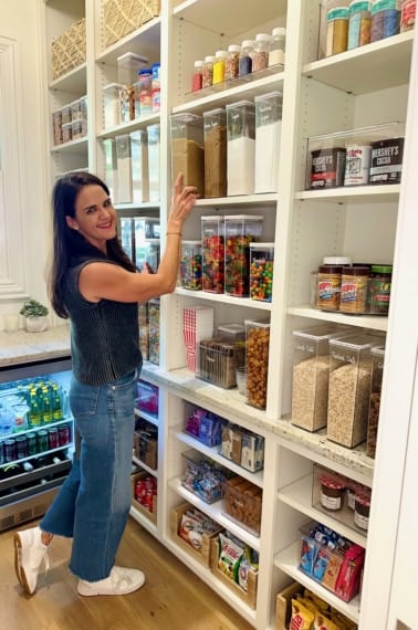 Maegan Brown stocking her pantry.