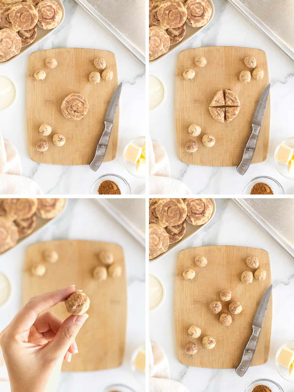 Steps to make Cinnamon Roll Bites.