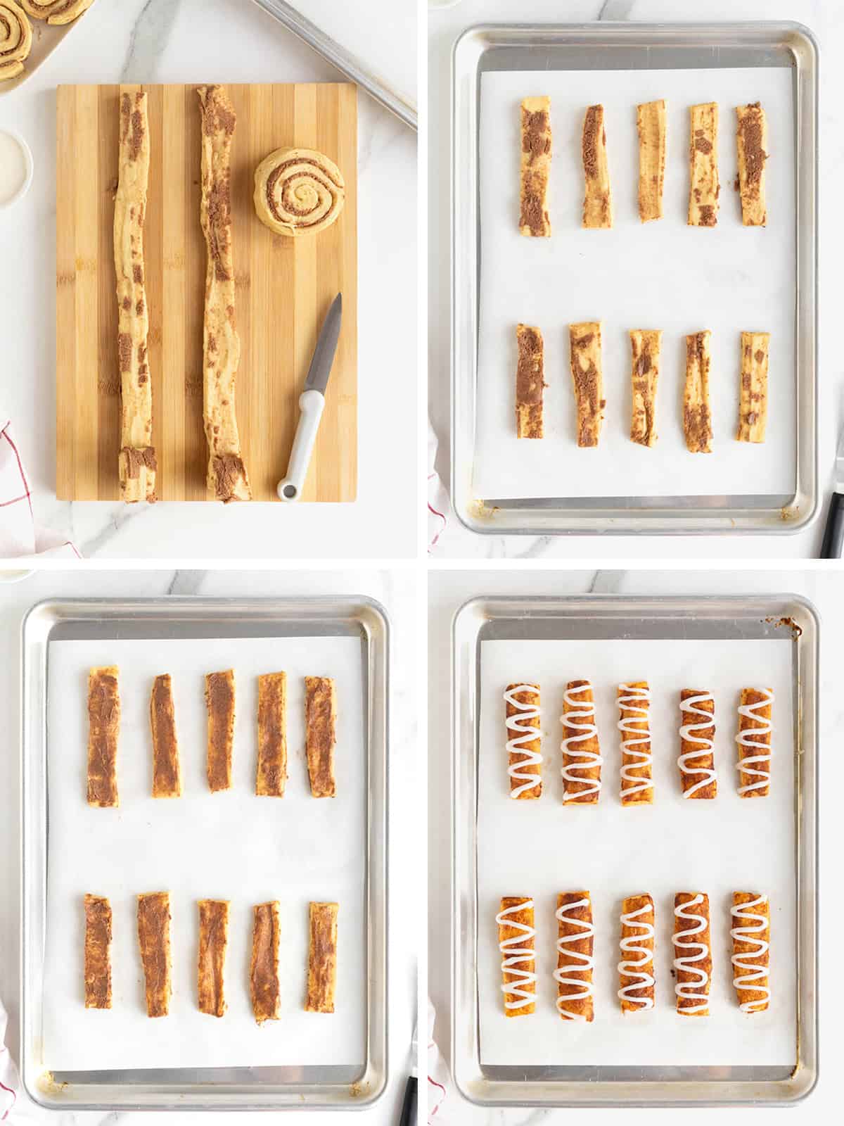 Steps to make cinnamon Roll Sticks.