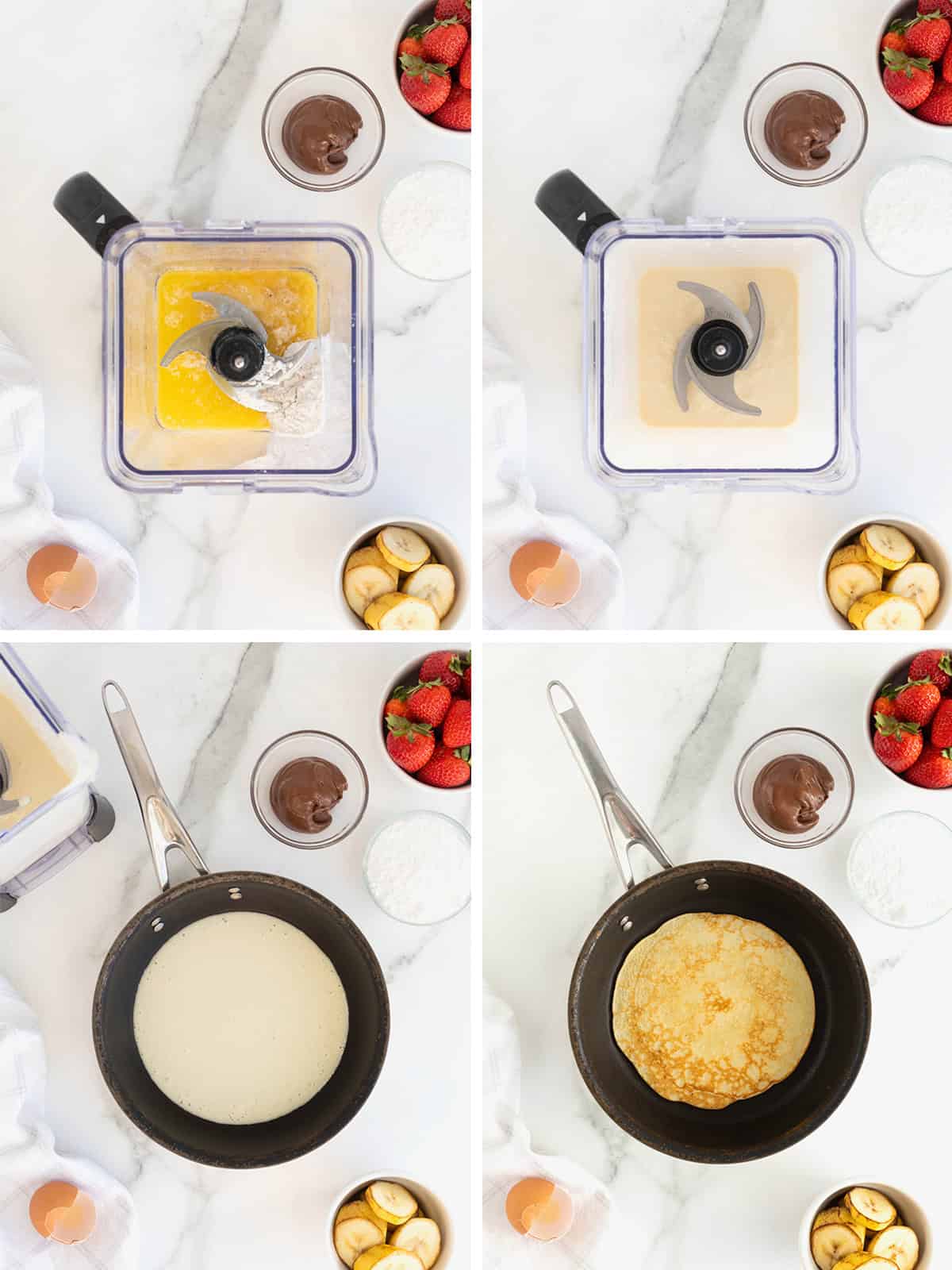 Steps to make sweet crepe batter.