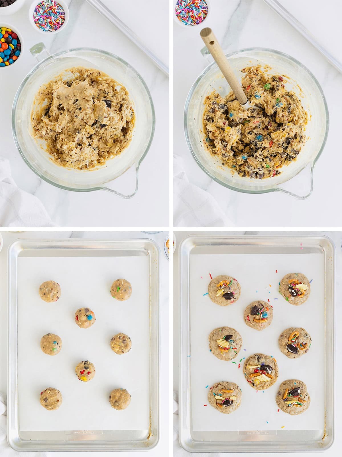 Steps to make kitchen sink cookies.