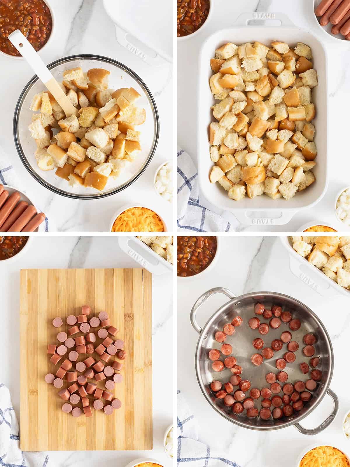 Steps to make Chili Cheese Dog Casserole.
