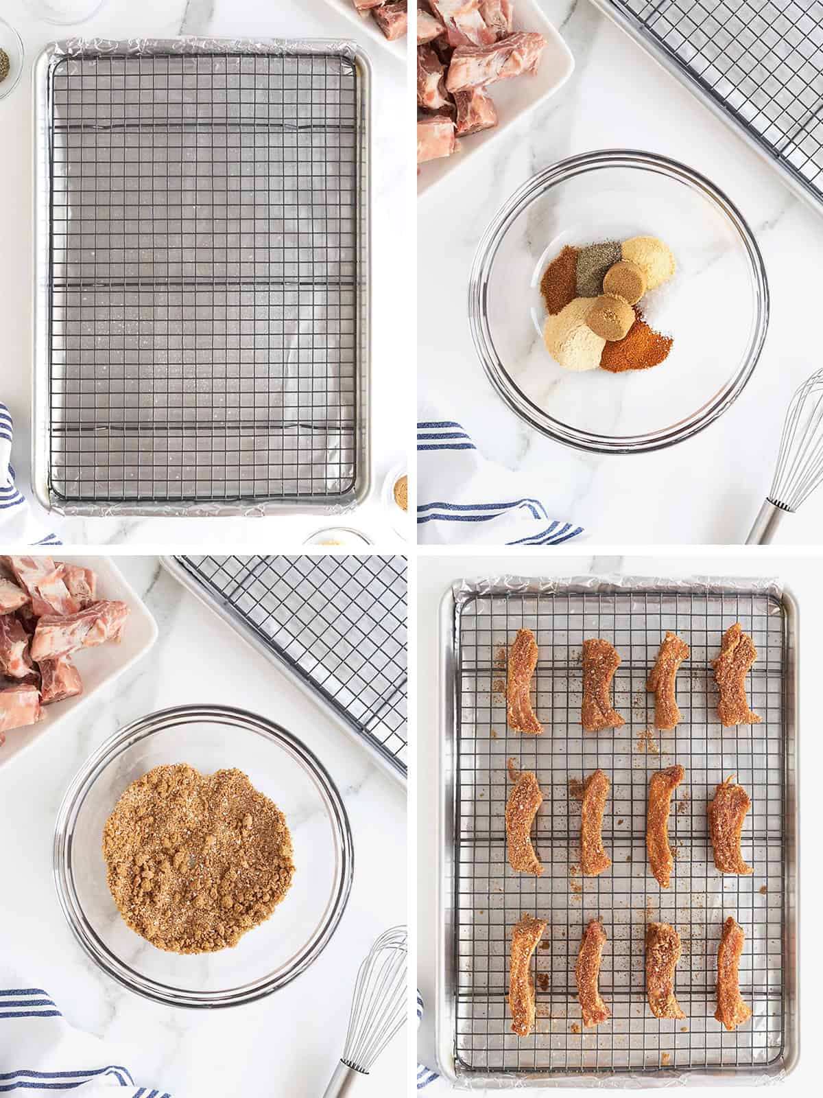 Steps to make dry rubbed baked baby back ribs.