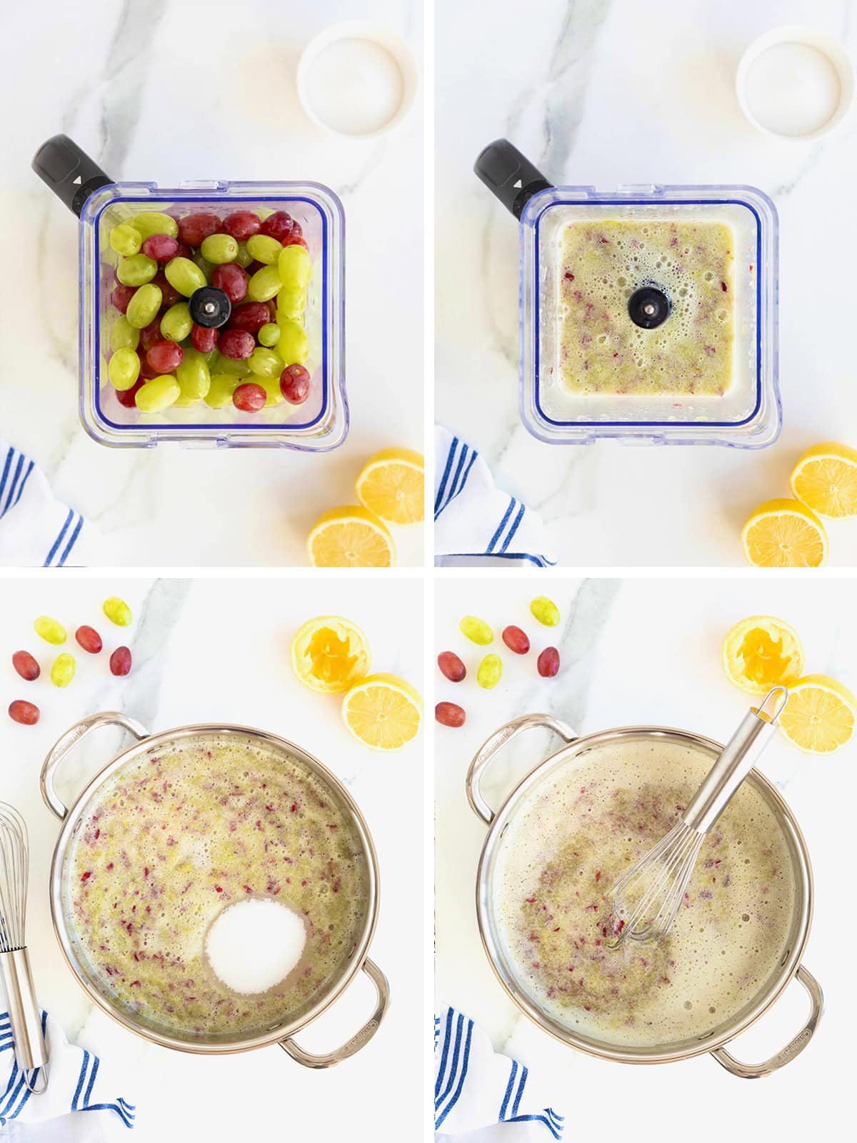 Steps to make homemade grape jam.