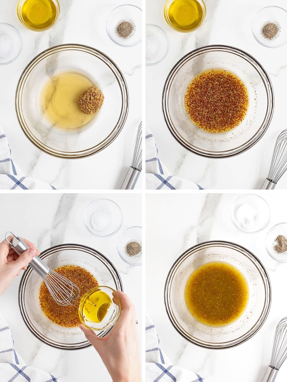 Steps to make champagne vinaigrette.
