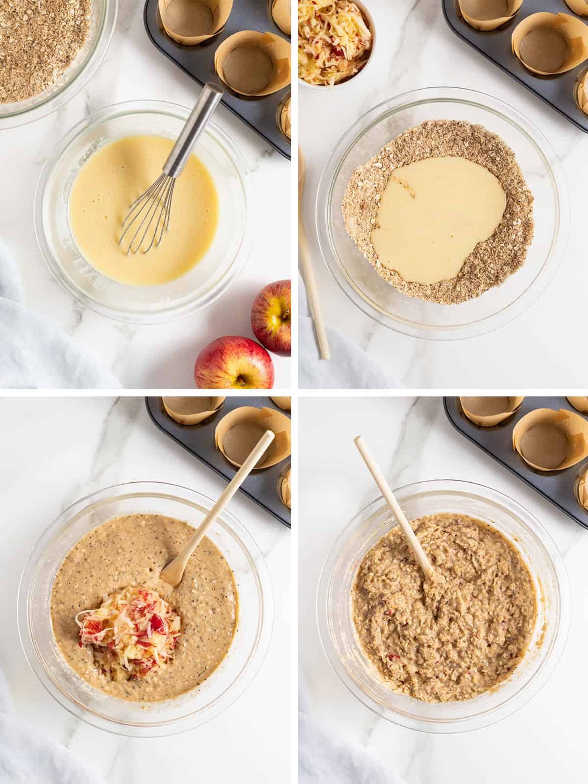 Steps to make superfood muffins.