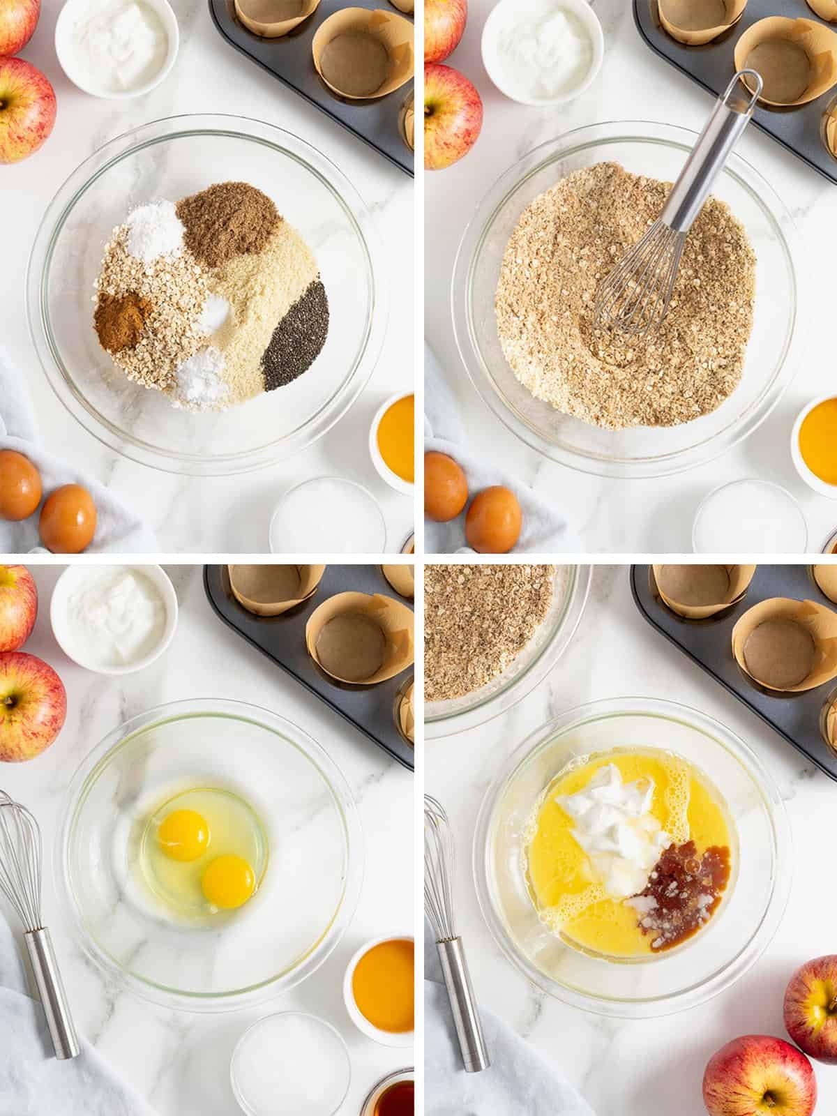 Steps to make superfood muffins.