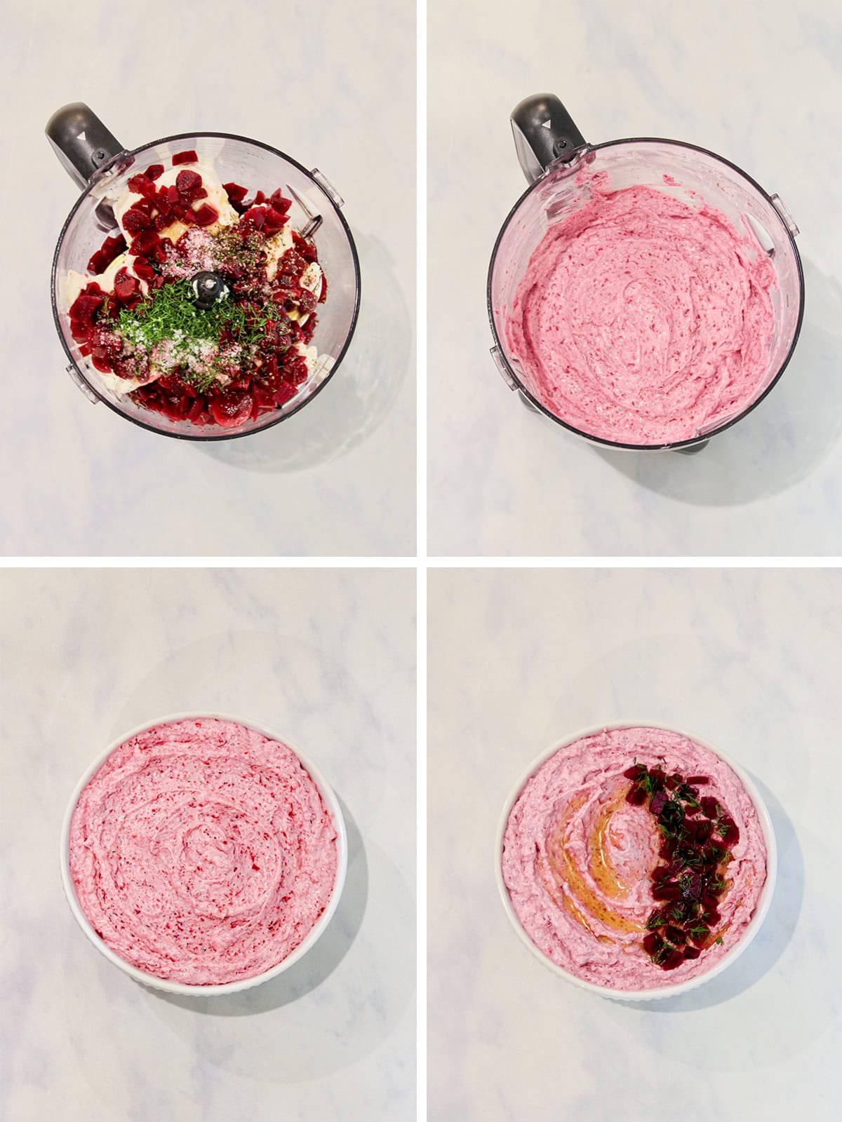 Steps to make beet cream cheese spread.