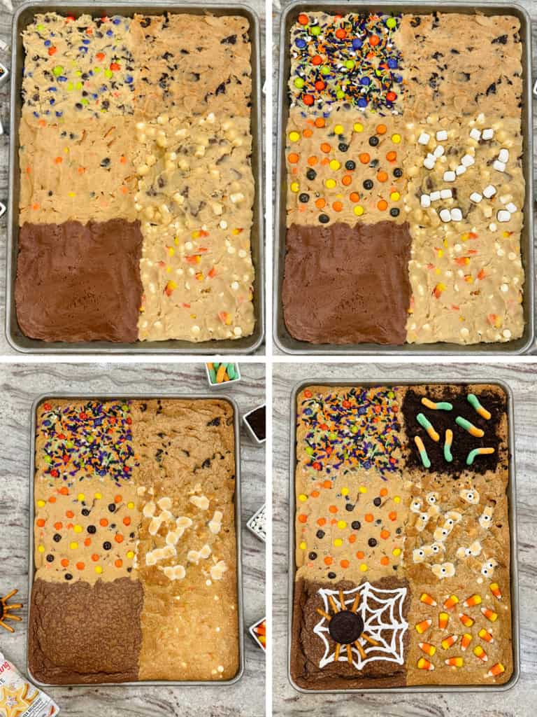 Steps to make Halloween Cookie Bars.
