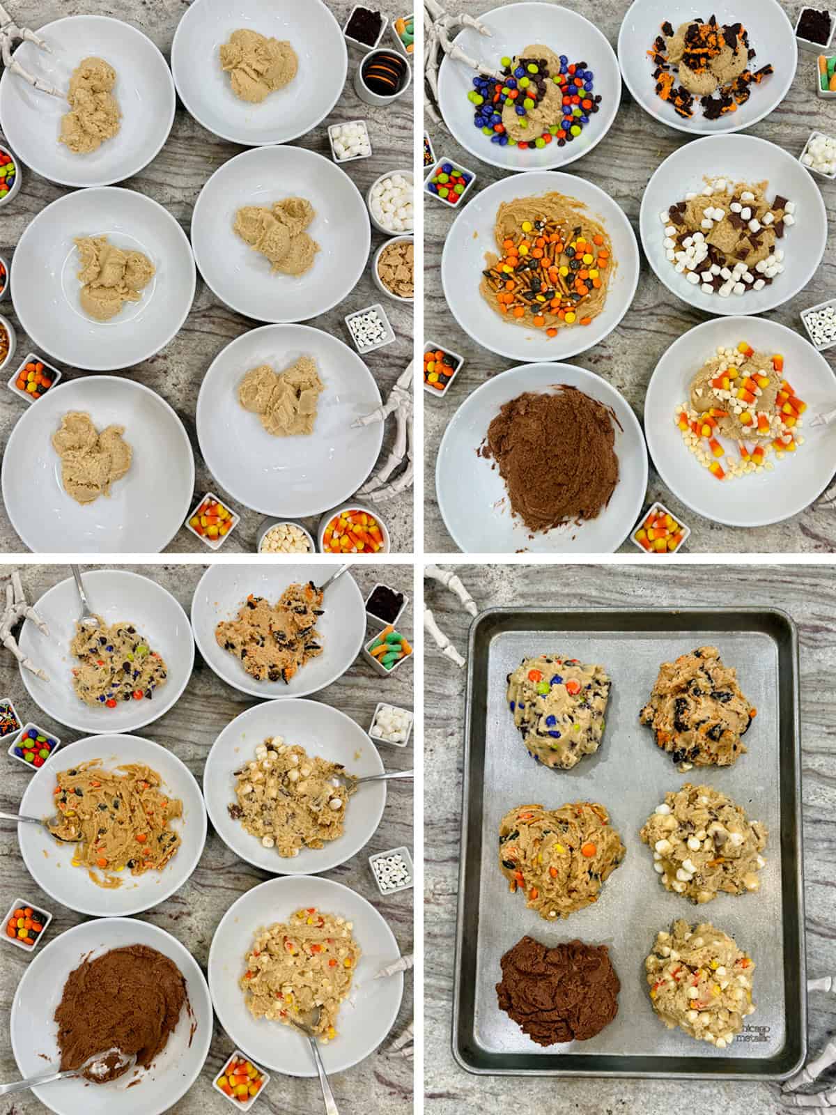 Steps to make halloween cookie bars.
