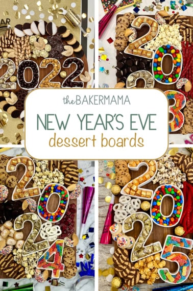 Sweets and treats boards for celebrating New Year's Eve.