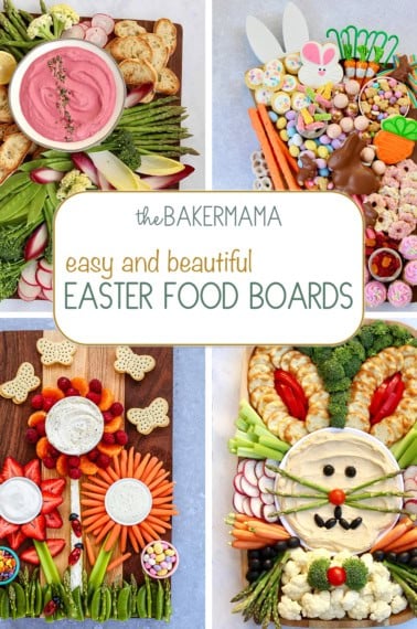 Whipped Beet Ricotta Board, Easter Bunny Treats Board, Springtime Snack Board and Bunny Snack Board..
