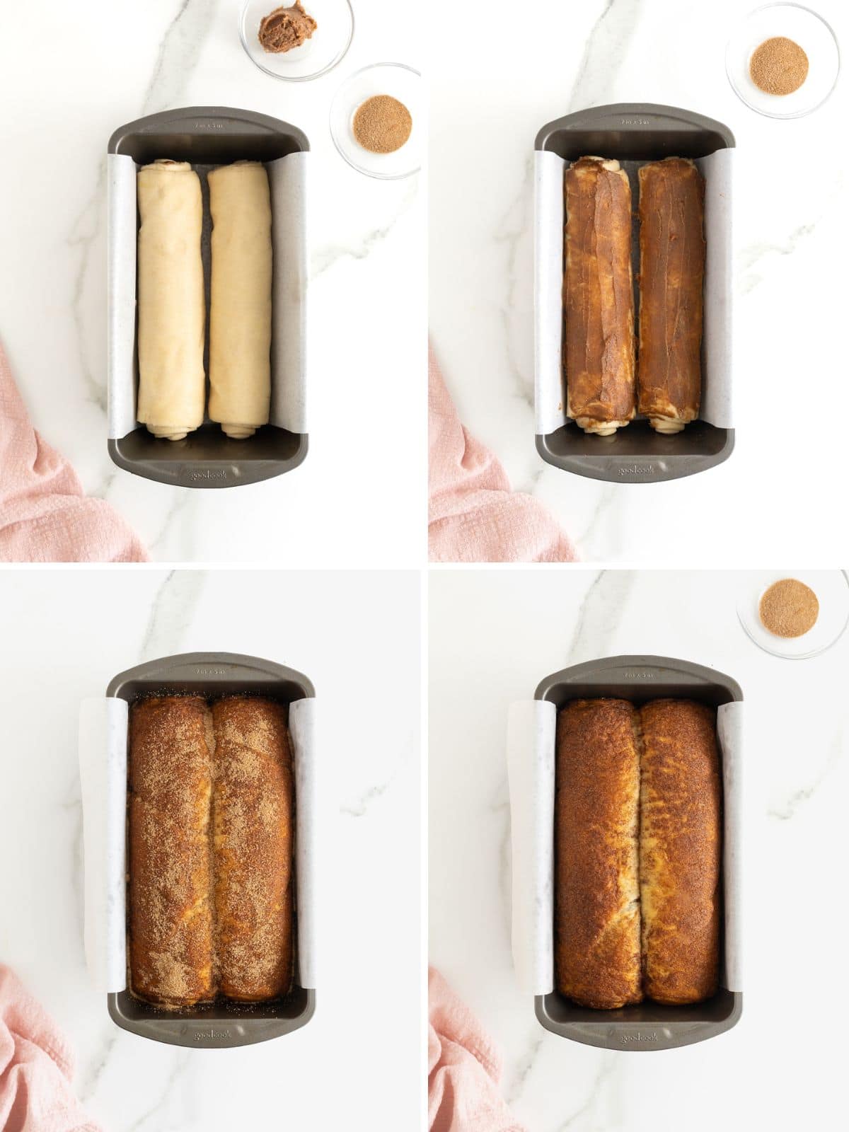 Steps to make cinnamon sugar crescent loaf.