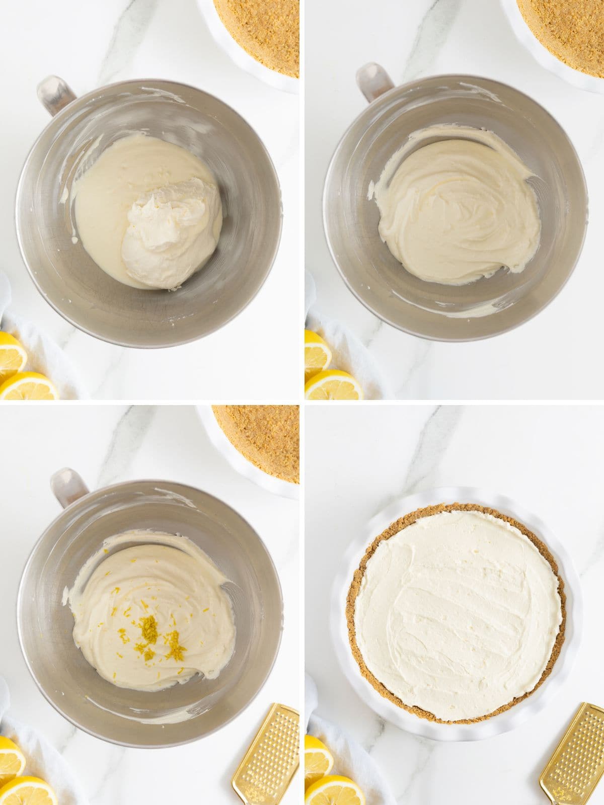Steps to make frozen lemonade pie.