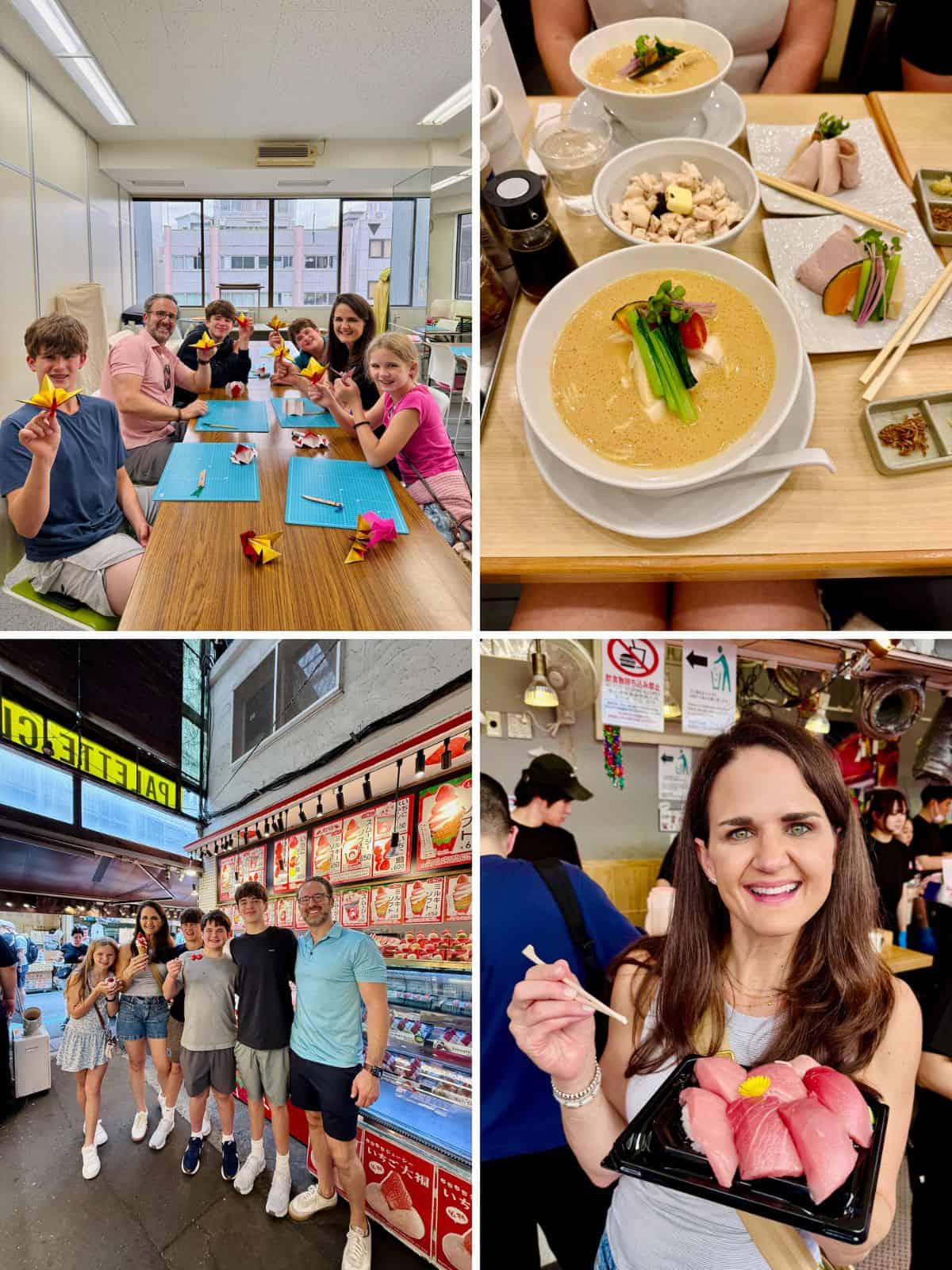 The Brown Family in Tokyo. Making Origami, eating ramen, and wandering shops.