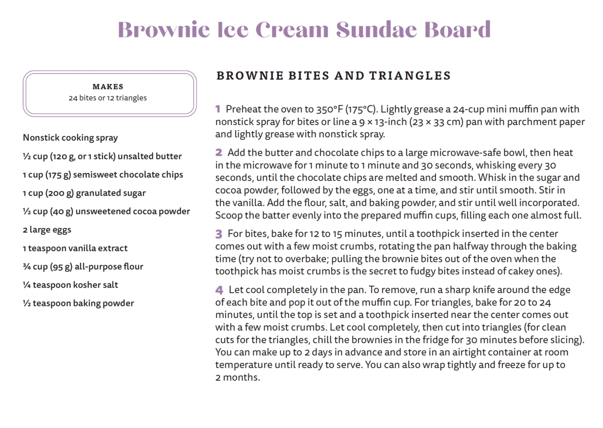 The brownie bites recipe from Maegan Brown's Celebration Boards cookbook.