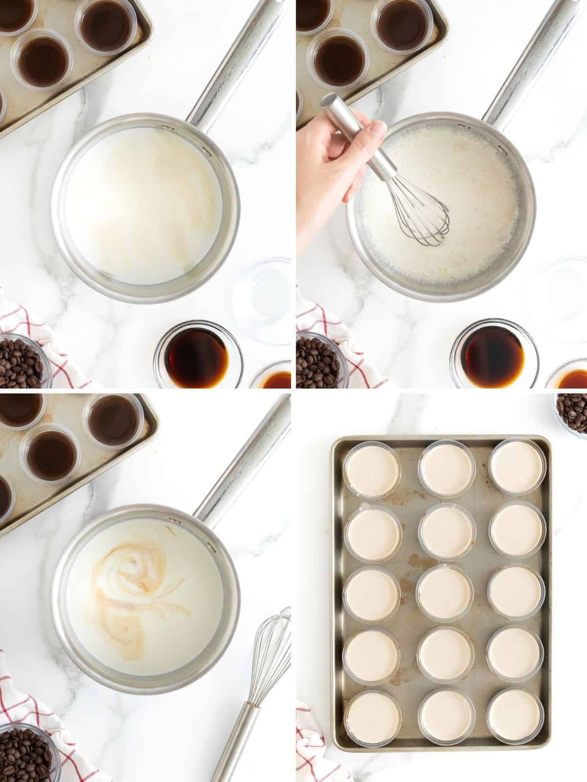 Steps to make espresso martini jello shots.