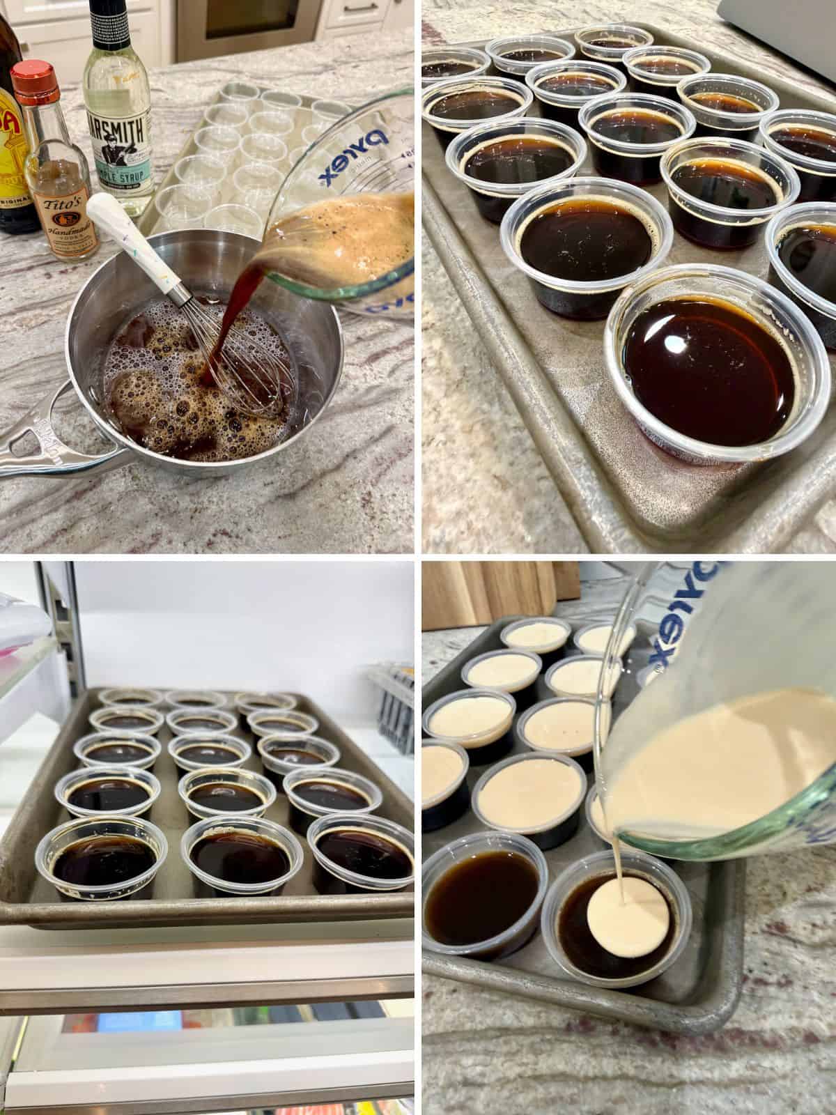 Steps to make espresso martini Jell-O shots.