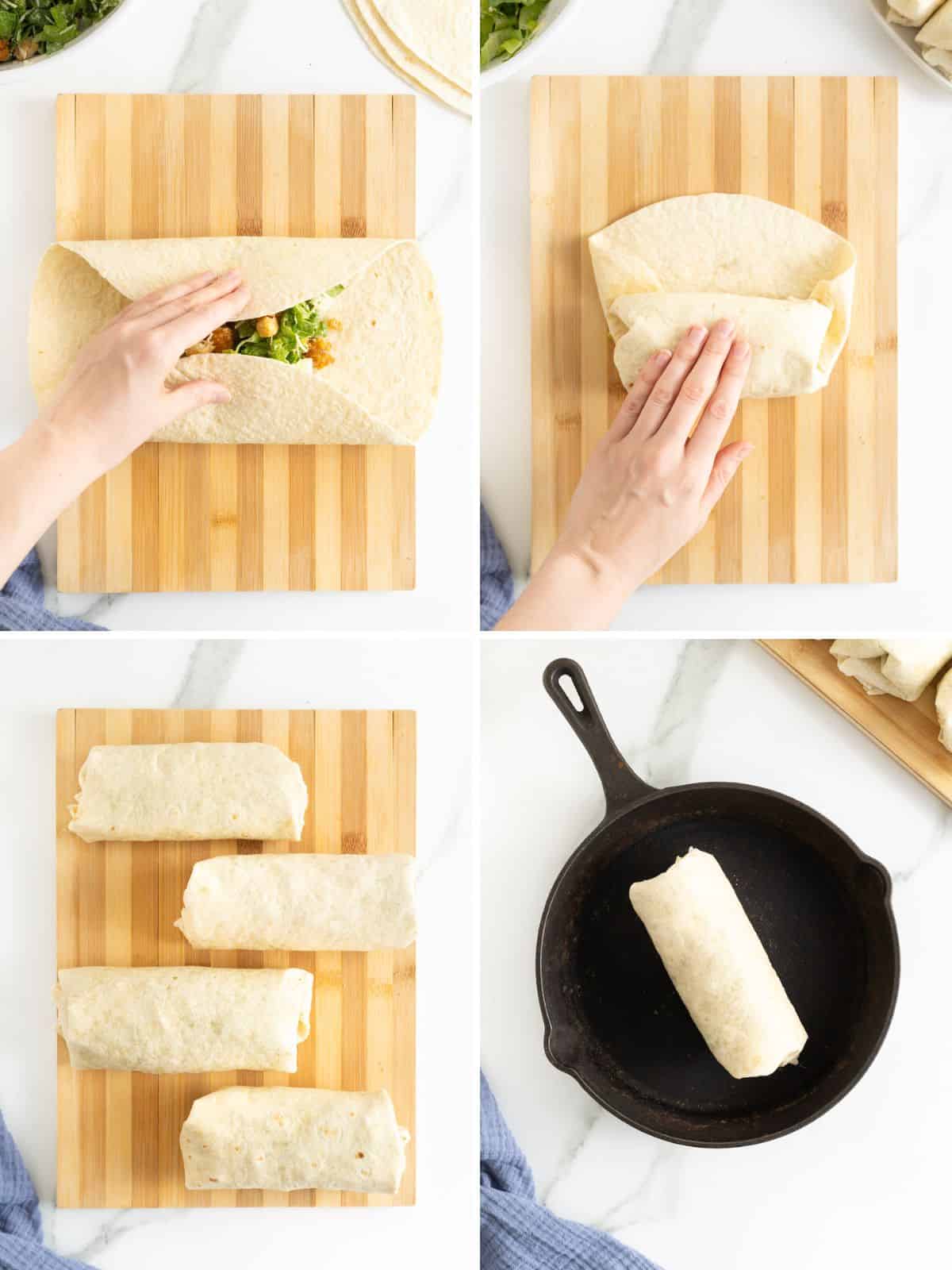Step to make hot honey chicken caesar wraps.