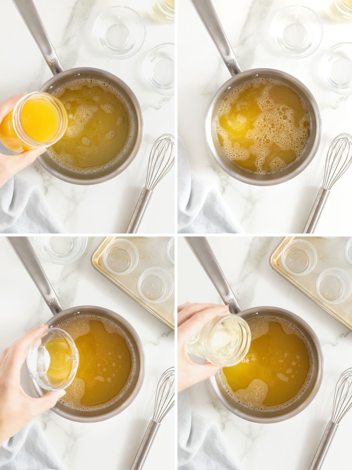 Steps to make Mimosa Jello Shots.