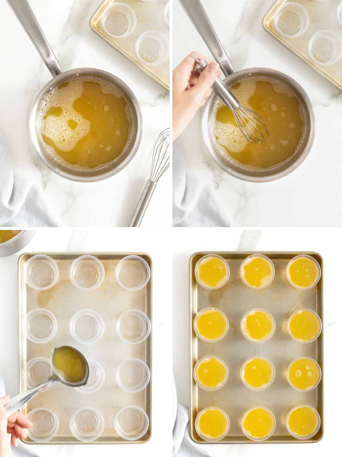 Steps to make mimosa jello shots.