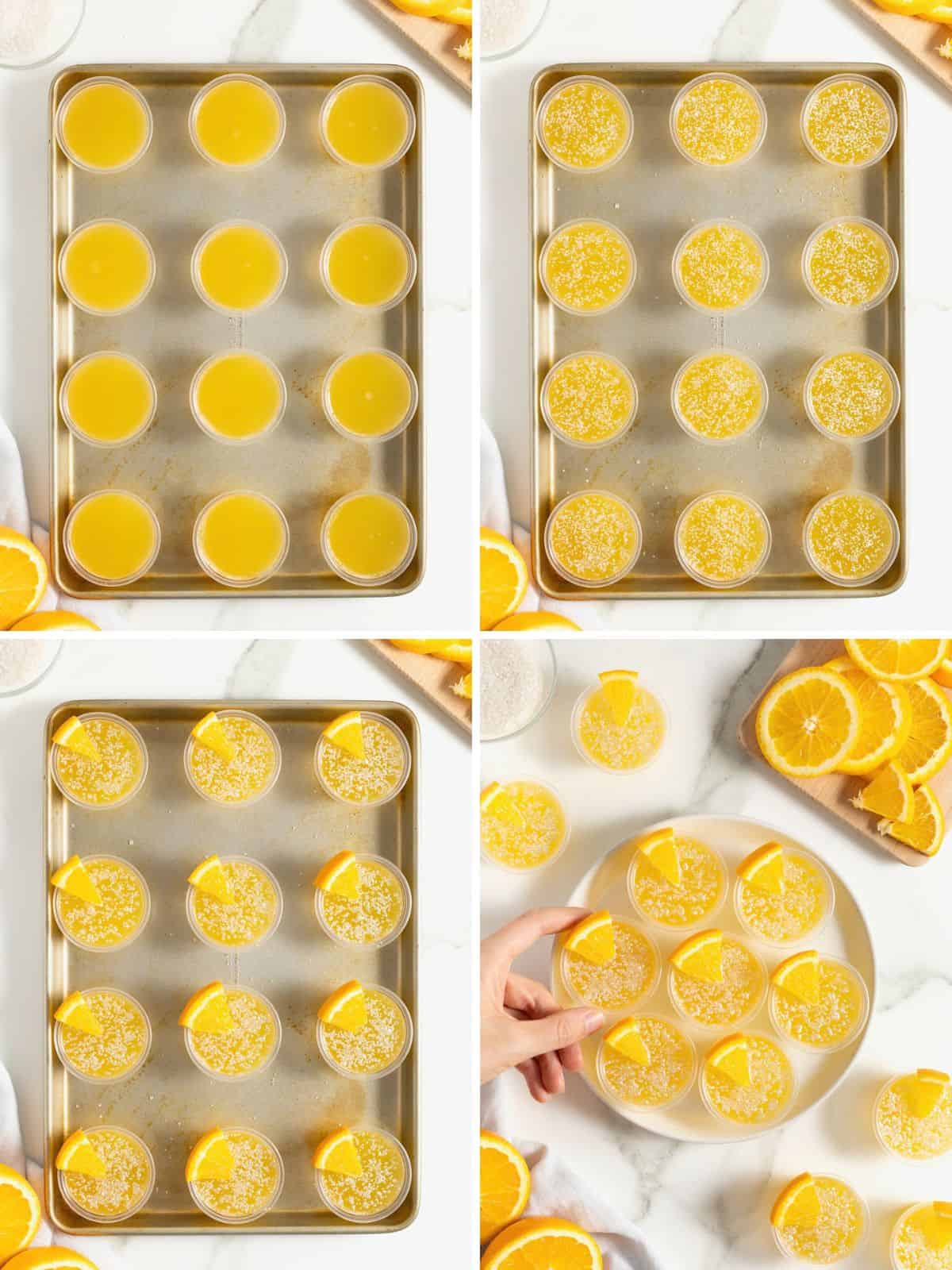 Steps to make mimosa jello shots.
