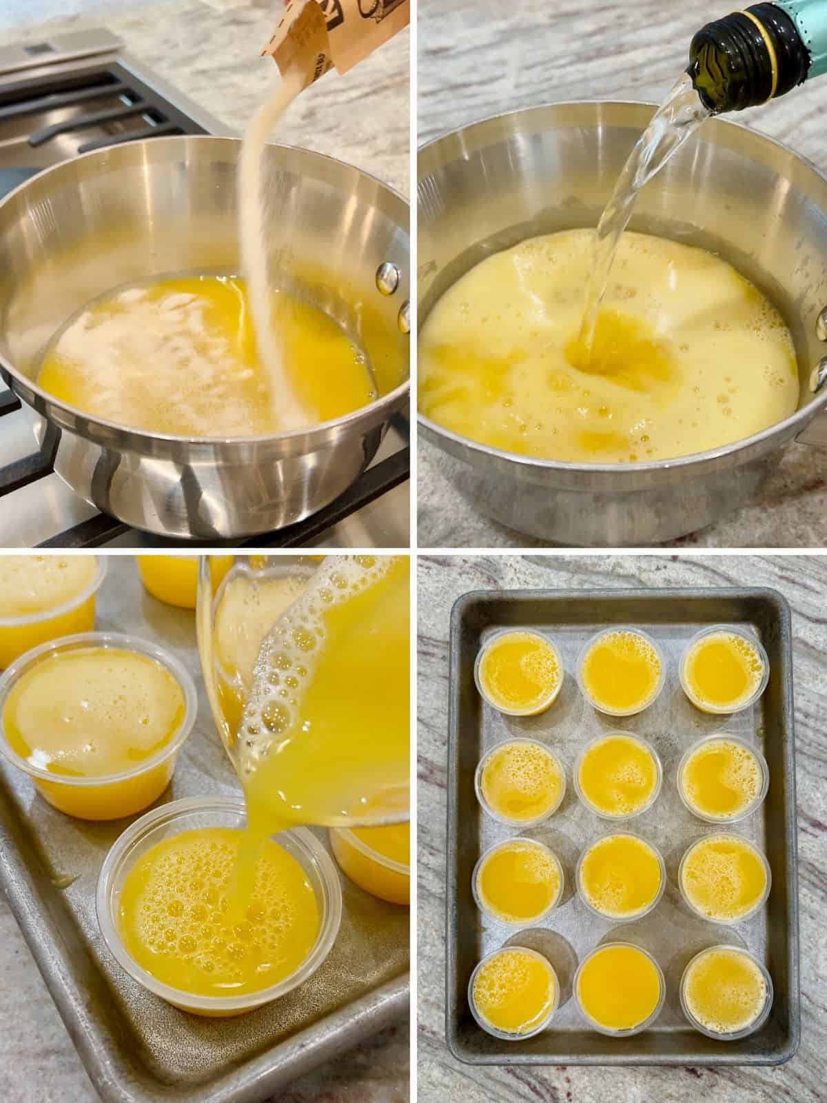 Steps to make mimosa jello shots.