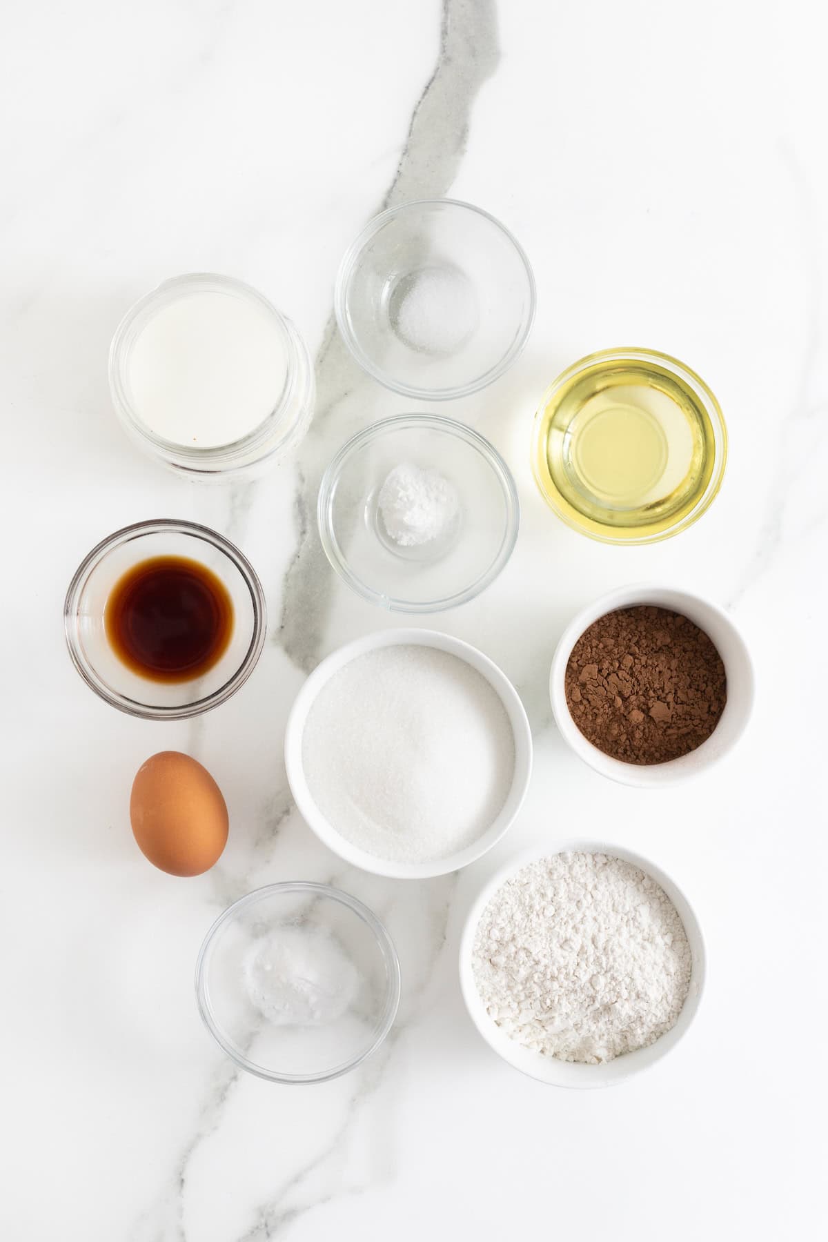 Ingredients to make classic chocolate cupcakes.
