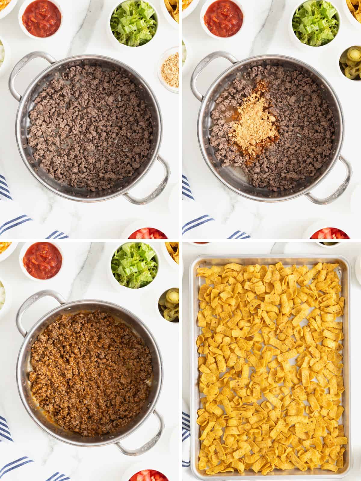 Steps to make Sheet Pan Walking Tacos.