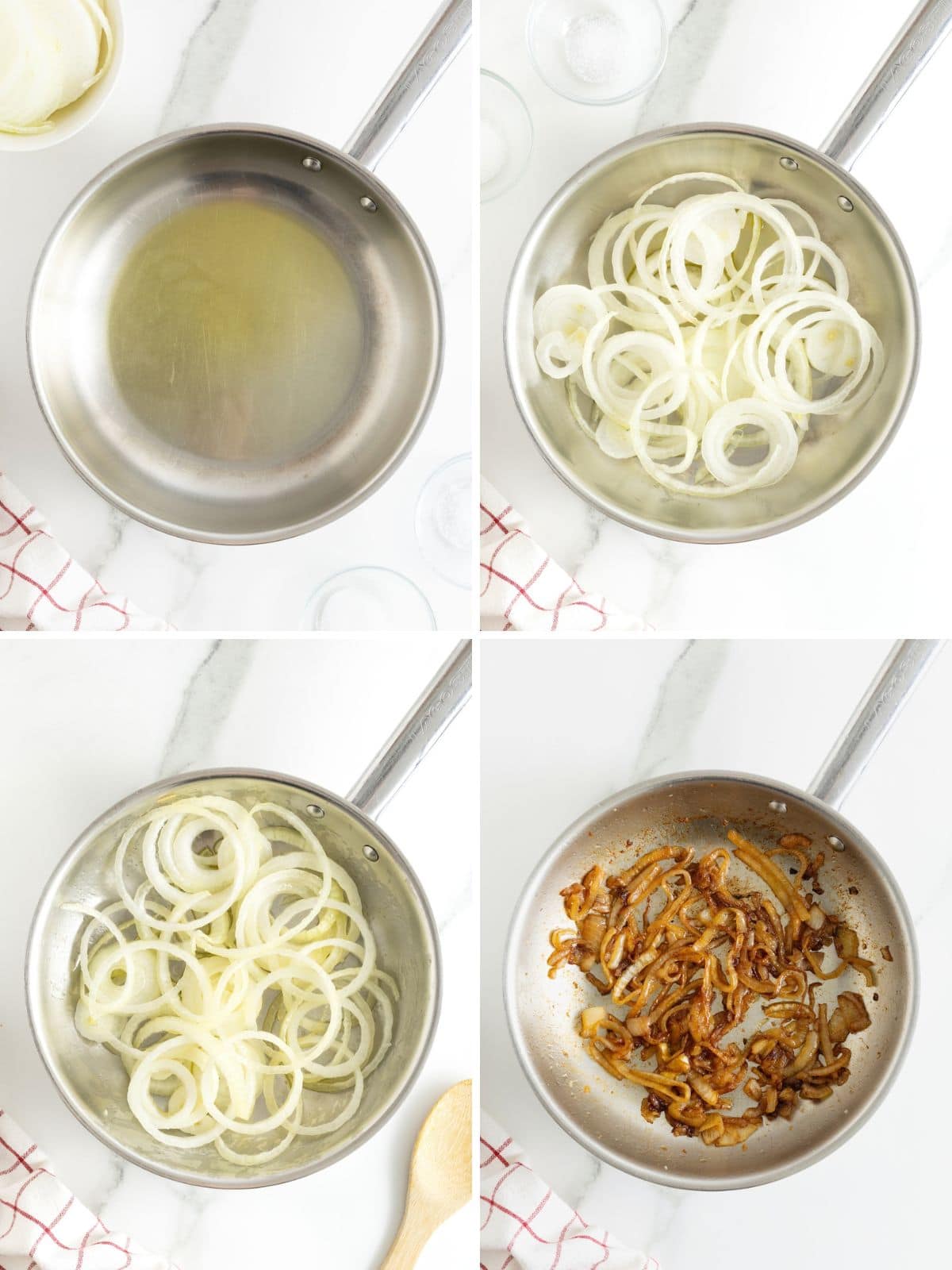 Steps to caramelize onions.