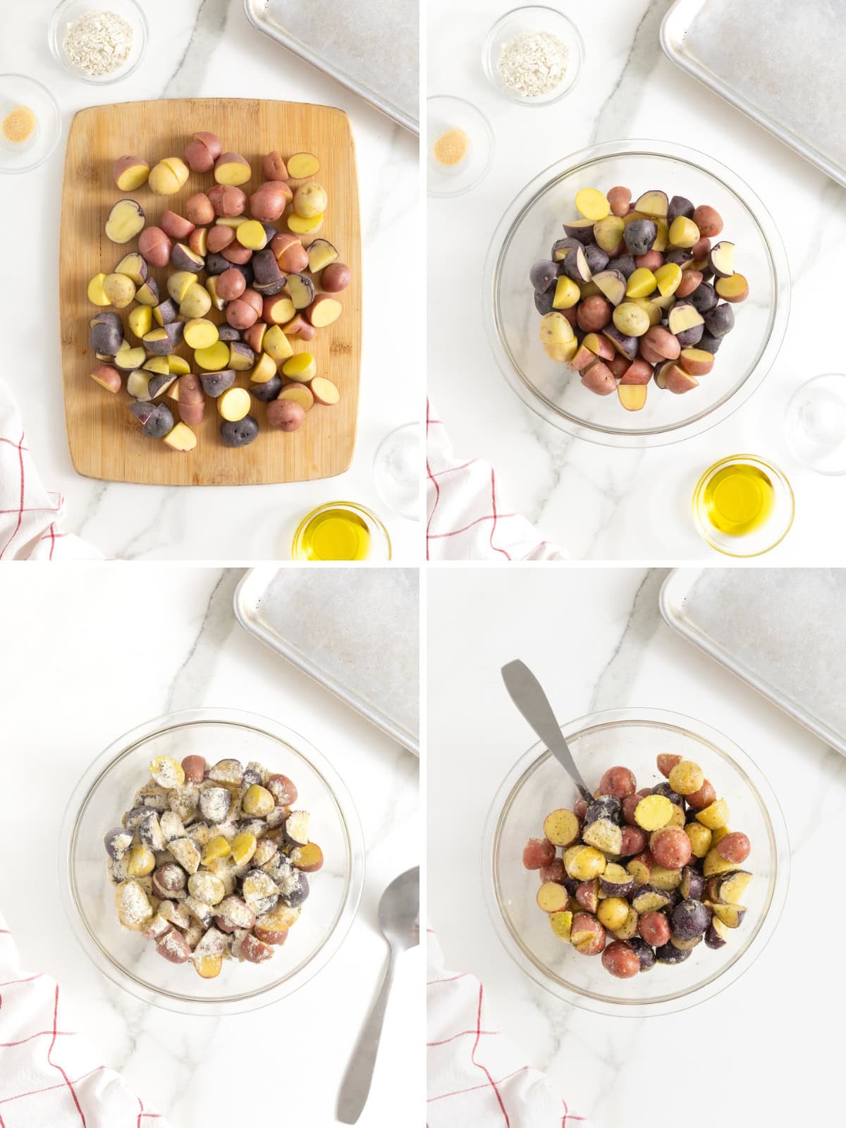 Steps to make ranch seasoned crispy potatoes.