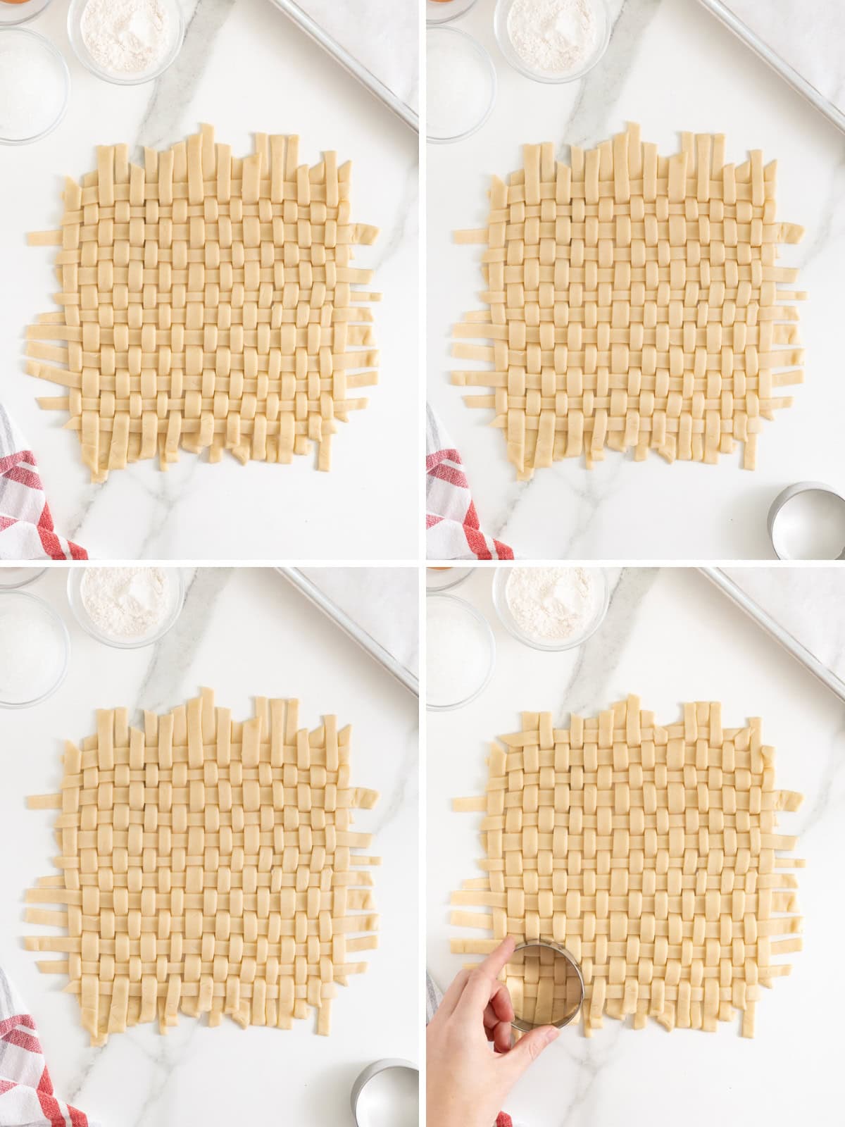 Steps to make lattice pie cookies.