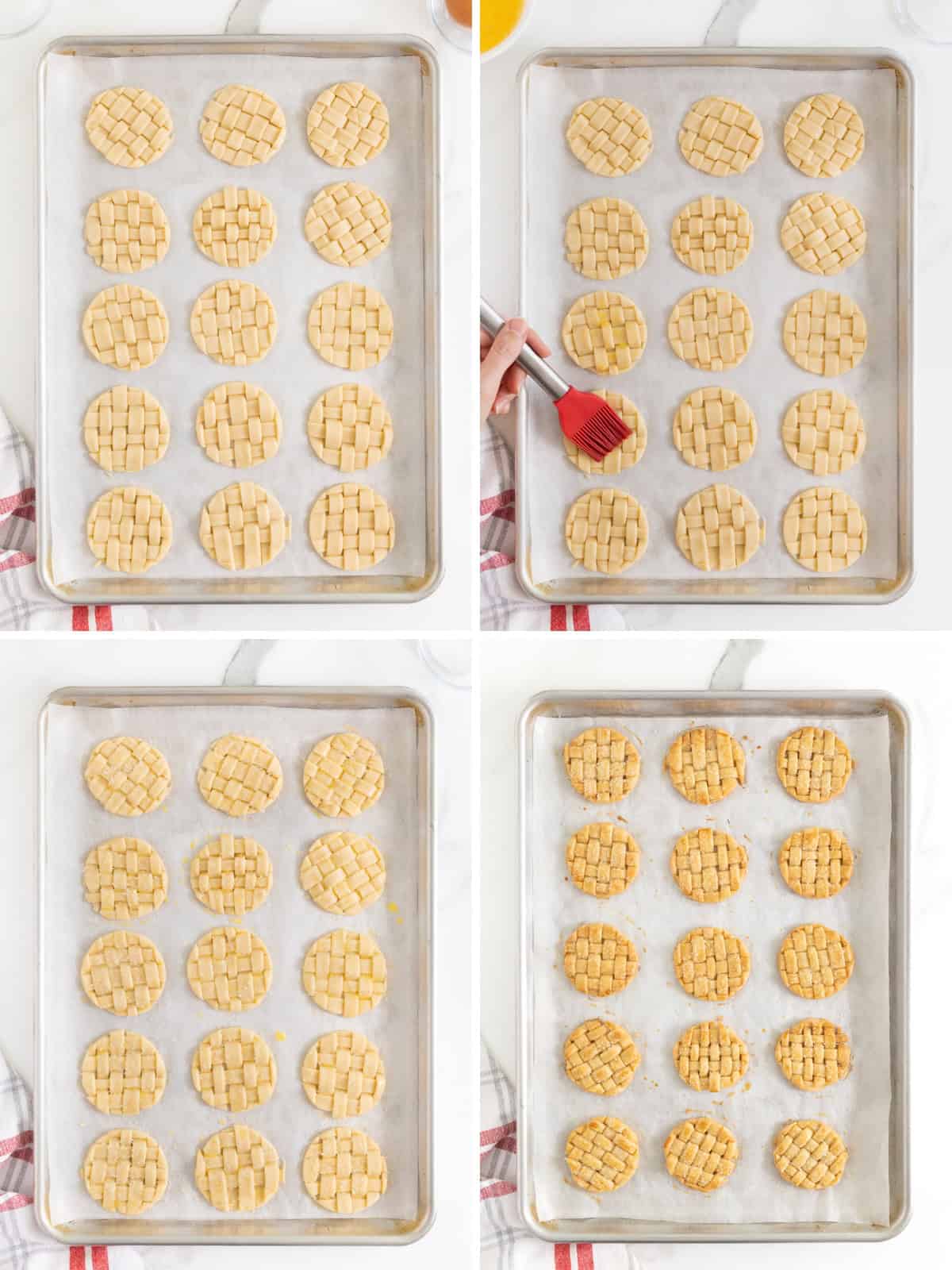 Steps to make lattice pie cookies.