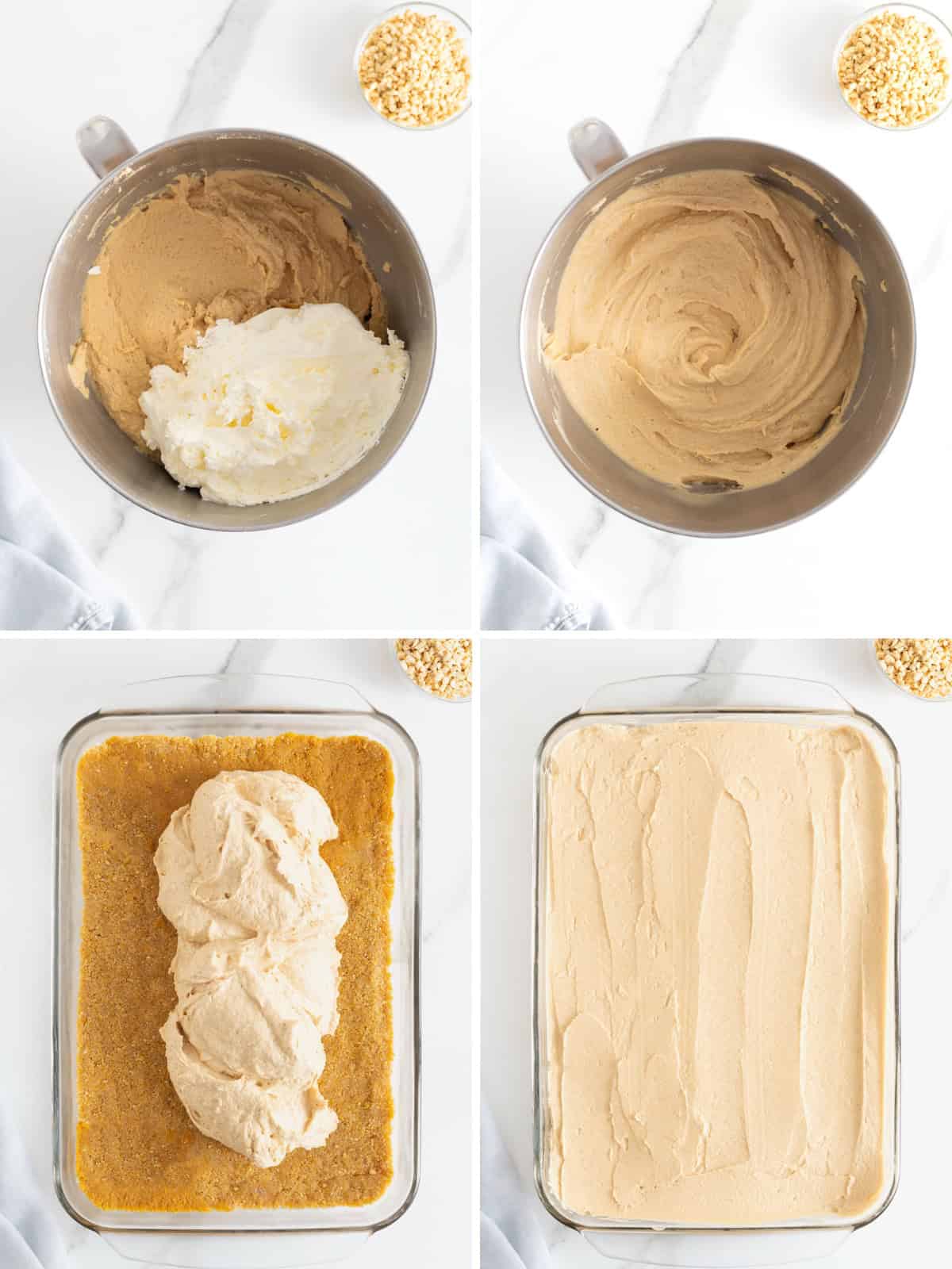 Steps to make No-Bake Peanut Butter Pie Bars.