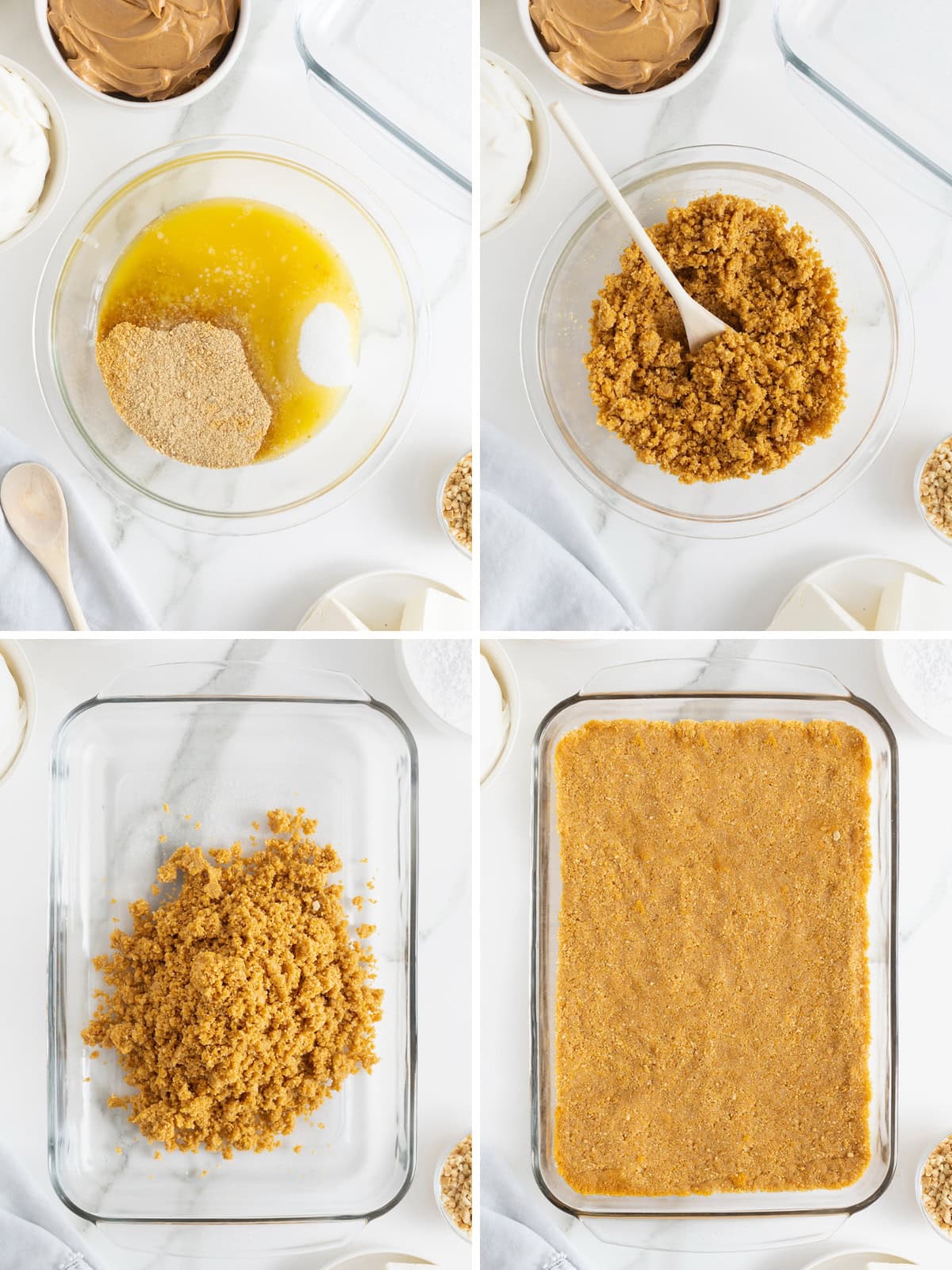 Steps to make No-Bake Peanut Butter Pie Bars.